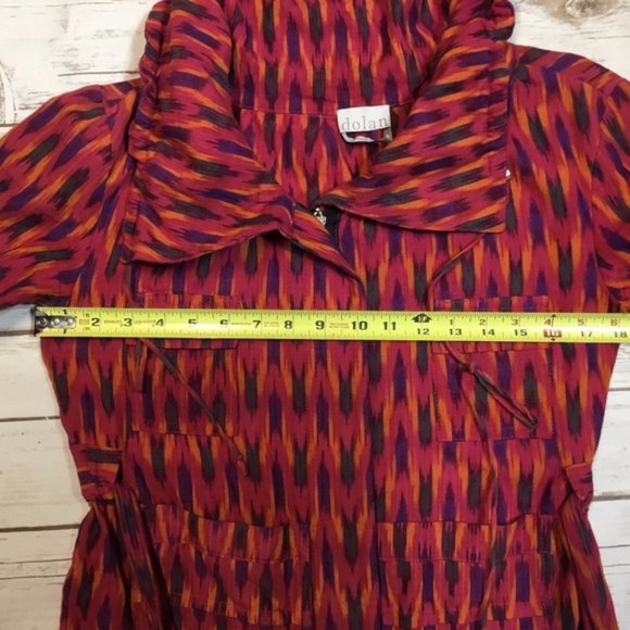 Pink Orange Ikat Print Tie Belt Jacket by Dolan - Picture 8 of 8